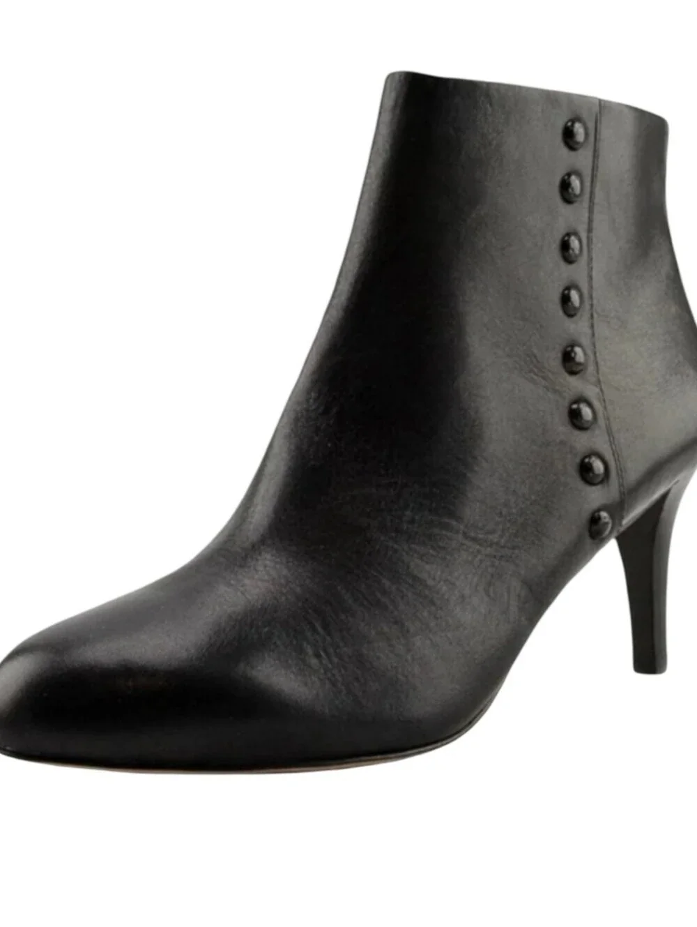 COACH Women's Hickory Black Leather Ankle Booties Size 7.5B | Designer Studded